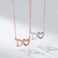 A40201 s925 sterling silver initial heart hollowed sweet design necklace
