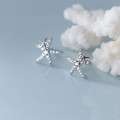 A37919 s925 sterling silver rhinestone starfish stud design elegant earrings