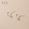 A32245 s925 sterling silver trendy pearl circle earrings