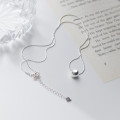 A39119 s925 sterling silver bead simple necklace