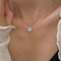 A42769 s925 silver square rhinestone simple elegant trendy necklace