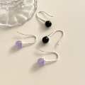A44332 sterling silver black agate crystal stud simple elegant earrings