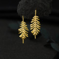 A43338 s925 sterling silver fringe leaf trendy earrings