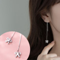 A35899 s925 sterling silver string fashion snakechain cute hollowed bow earrings