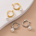 A40782 s925 sterling silver artificial pearl pendant vintage elegant earrings