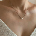 A44334 sterling silver heart cubic zirconia simple elegant necklace