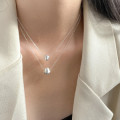 A44506 s925 silver trendy sweet unique cateye necklace