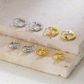 A43140 s925 sterling silver rhinestone geometric circle fashion earrings