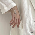 A35028 fashion trendy s925 sterling silver handmade heart silver heart charm bracelet