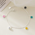 A45935 s925 silver trendy sweet colorful smilingface charm bracelet