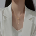 A45356 s925 silver elegant crown simple rhinestone fringe sweet necklace