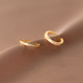 A36619 s925 sterling silver piercing clipon rhinestone circle earrings