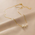 A39074 s925 sterling silver artificial pearl elegant design necklace