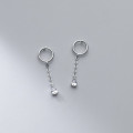 A35596 s925 sterling silver circle tassel chain teardrop rhinestone earrings