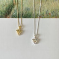 A40348 sterling silver heart simple necklace