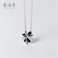 A38167 s925 sterling silver flower trendy elegant short heart necklace