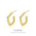 A41341 sterling silver gold metal wrinkled stud unique earrings