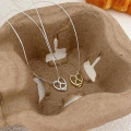 A43221 sterling silver heart simple elegant necklace