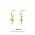 A37803 sterling silver cubic zirconia dangle design fashion stud earrings