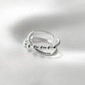 A45422 s925 silver double layered hollowed bead simple elegant ring