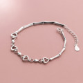 A36056 s925 sterling silver hollowed heart charm bracelet