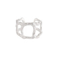 A43946 doublelayered hollowed s925 sterling silver adjustable ring