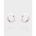 A41143 colorful cubic zirconia natural shell flower stud sterling silver s925 earrings