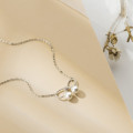 A39122 s925 silver trendy butterfly simple artificial pearl necklace