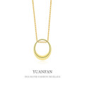 A38605 sterling silver simple hollowed oval necklace