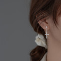 A36698 s925 sterling silver simple cross rhinestone earrings