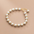 A34220 s925 sterling silver gold ball charm bracelet
