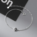 A42868 s925 silver fashion unique hollowed rhinestone circle charm bracelet