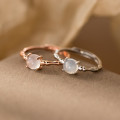 A44963 s925 sterling silver sweet dainty white jade ring