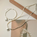 A39699 s925 sterling silver heart pearl charm elegant necklace bracelet