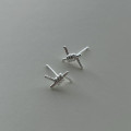 A41407 sterling silver twist stud simple elegant earrings