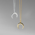 A36946 s925 sterling silver chic simple crescent necklace