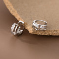 A38089 s925 sterling silver layered rhinestone hollowed shell design earrings