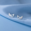 A35906 s925 sterling silver hollowed cute wing rhinestone sweet earrings