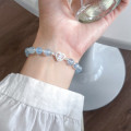 A46031 s925 silver trendy sweet dainty rhinestone heart charm bracelet