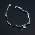 A34951 s925 sterling silver colorful crystal glass heart charm bracelet