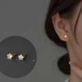 A36829 s925 sterling silver cute rhinestone stars earrings