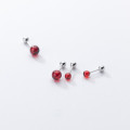 A33859 s925 sterling silver trendy simple garnet earrings