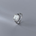 A36217 s925 sterling silver silver vintage square simulateddiamondring