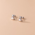 A35795 s925 sterling silver sweet pearl bear trendy earrings