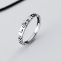 A43303 s925 sterling silver thai hollowed chain bar unique ring