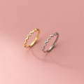 A34435 s925 sterling silver chic sweet trendy rhinestone fashion leaf ring