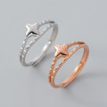 A39782 s925 sterling silver double doublelayer layered design elegant ring