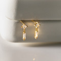 A44369 s925 sterling silver dainty simple rhinestone square stud earrings