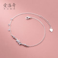A33362 s925 sterling silver simple butterfly rhinestone anklet trendy sweet bracelet