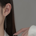 A42924 s925 sterling silver simple fringe string grade long earrings